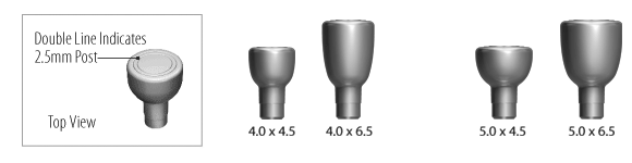 Temporary Abutments with a 2.5mm Post